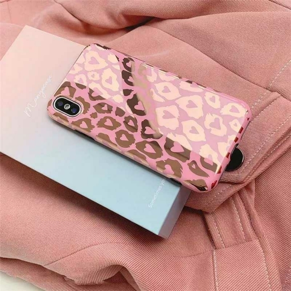 IPhone X Pink Metallic Leopard Print Phone Case - Picture 3 of 7